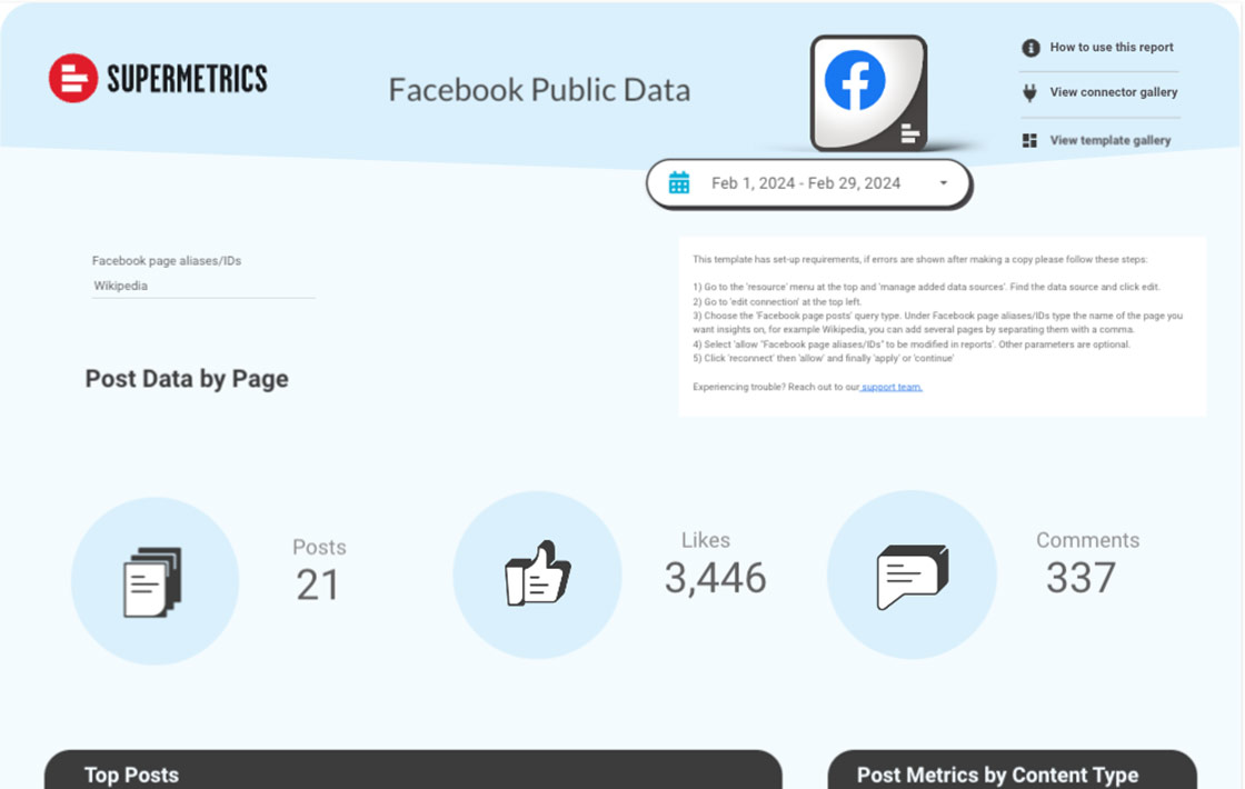 Facebook Public Data Looker REport Template